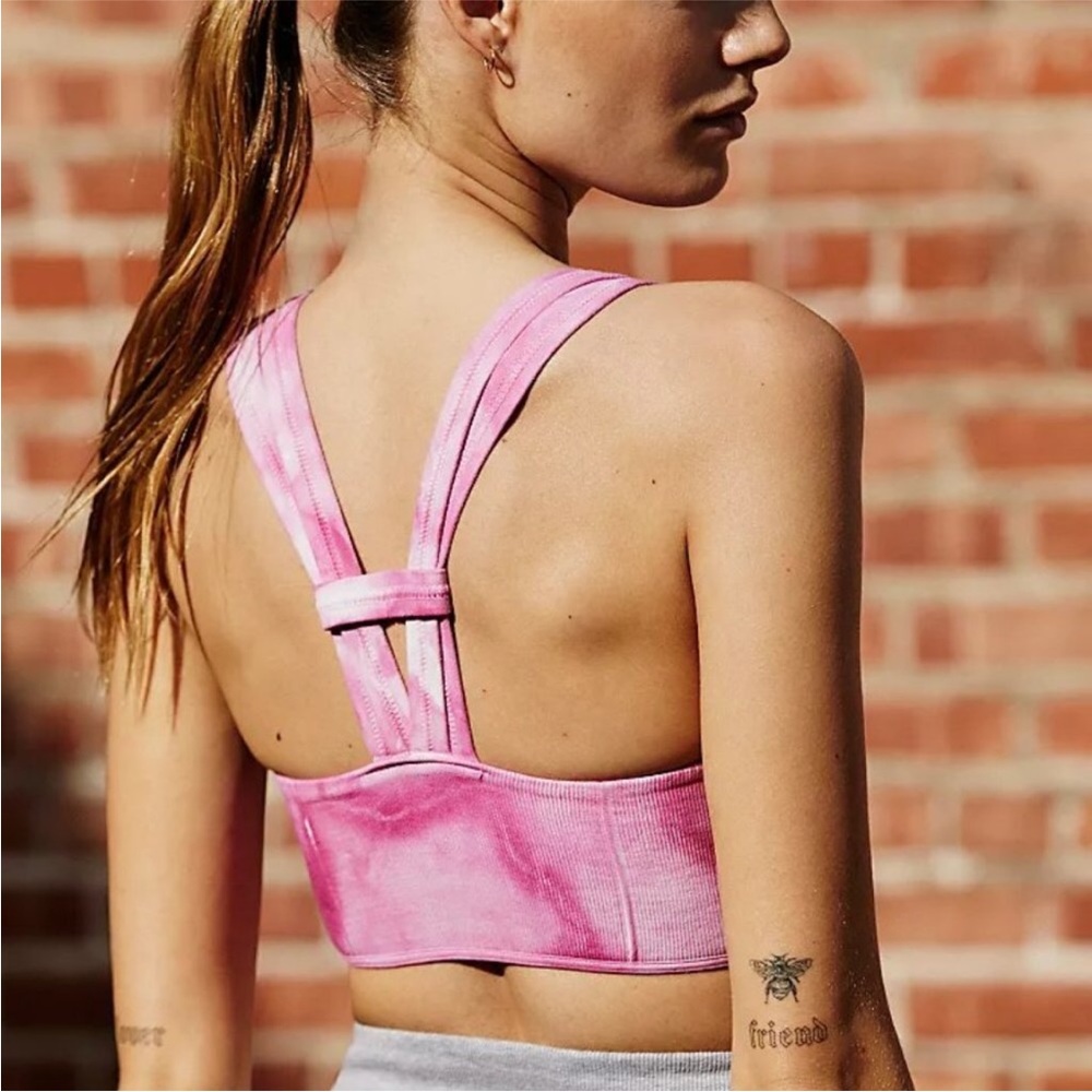 Free People Movement Pink Tie Dye Seamless On The Radar Sports Bra XS - Picture 3 of 13